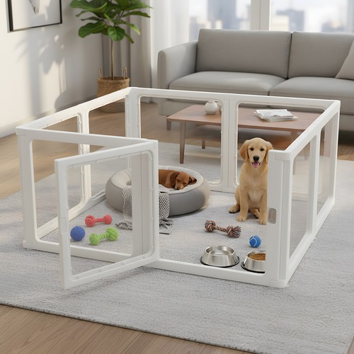 Clear acrylic dog - clear, cage